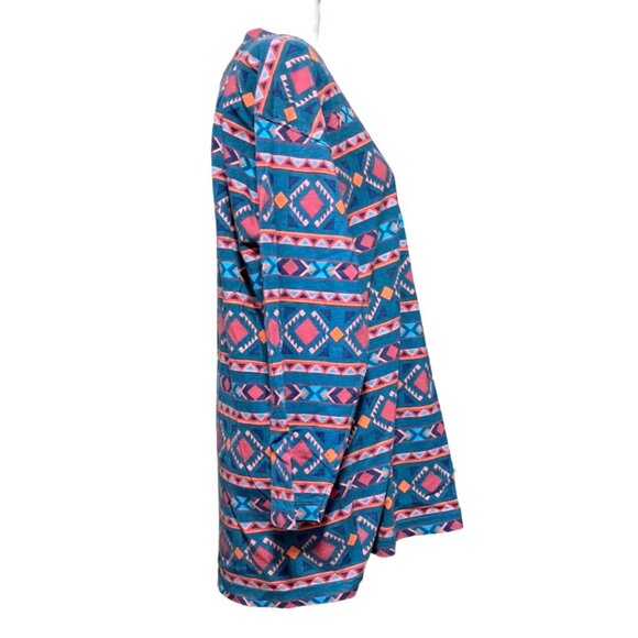 Southwestern Shirt Women's Size Small Oversized Bright Print Deep V Neck Geometr - Picture 6 of 8